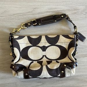 Linen leather satchel